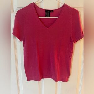 Haggar Women's Pink V-Neck Short Sleeve Knit Top